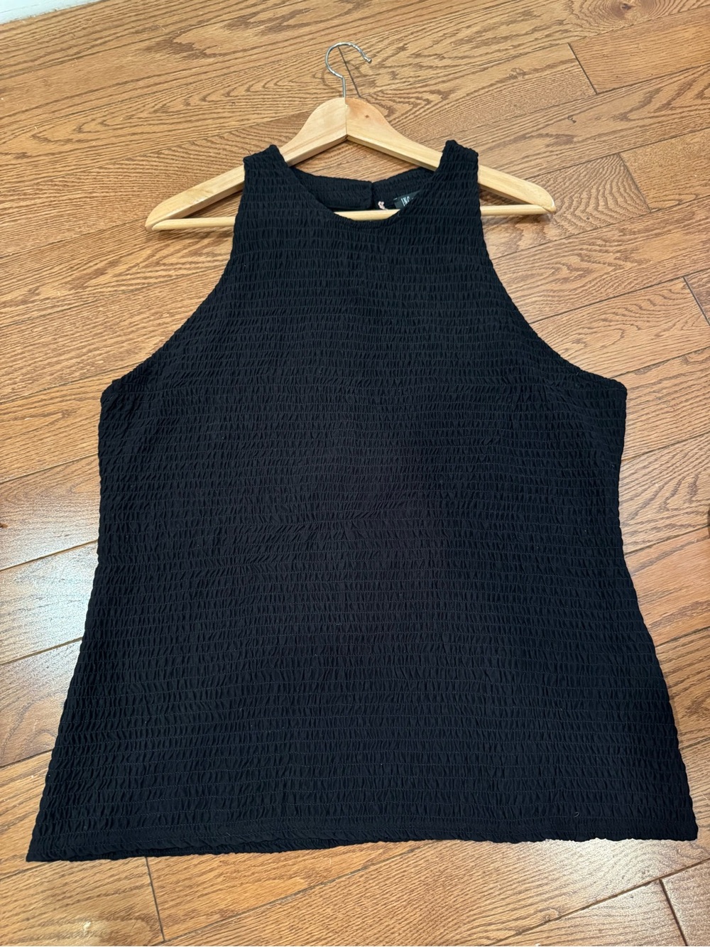 INC Global Traveler Halter Mock Neck Sleeveless Textured Top  Black Size XXL